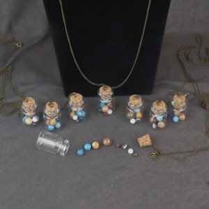 Planets in a Bottle Found Object Necklace with Semiprecious Stones image 1