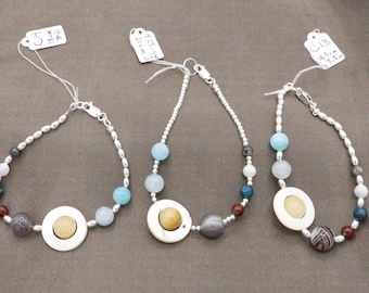 Solar System Sterling Silver Bracelets Handmade with Semiprecious Stones