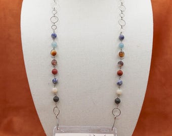 Badge Lanyard Planets Semiprecious Stones
