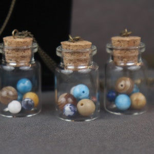 Planets in a Bottle Found Object Necklace with Semiprecious Stones image 4