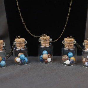 Planets in a Bottle Found Object Necklace with Semiprecious Stones image 3