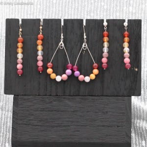 Lesbian Pride Dangle Gemstone Earrings silver or gold