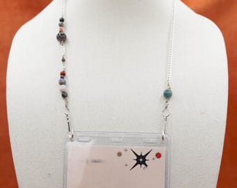 Badge Lanyard Planets, Moons, & Asteroid Proportional Distances Semiprecious Stones