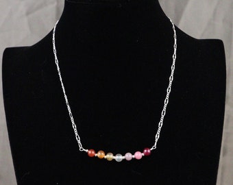 Lesbian Pride Gemstone necklace silver 417