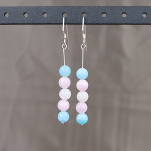 Trans Pride Dangle Gemstone Earrings silver or gold 1175 sterling silver