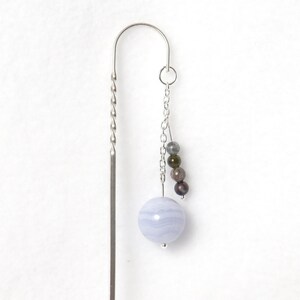Sterling Silver and Semiprecious Stone Planet and Moon Solar System Bookmarks or Hair Sticks Uranus + Moons