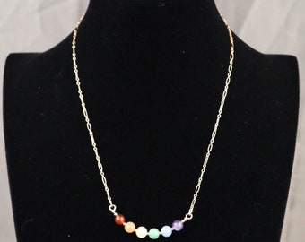 Gay Pride Gemstone necklace 14kt gold-filled 414