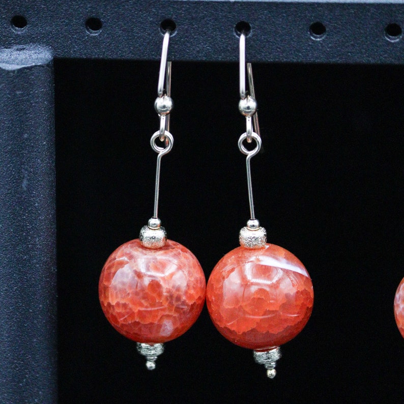 Red Giant Gemstone Dangle Earrings 1376 14kt gf
