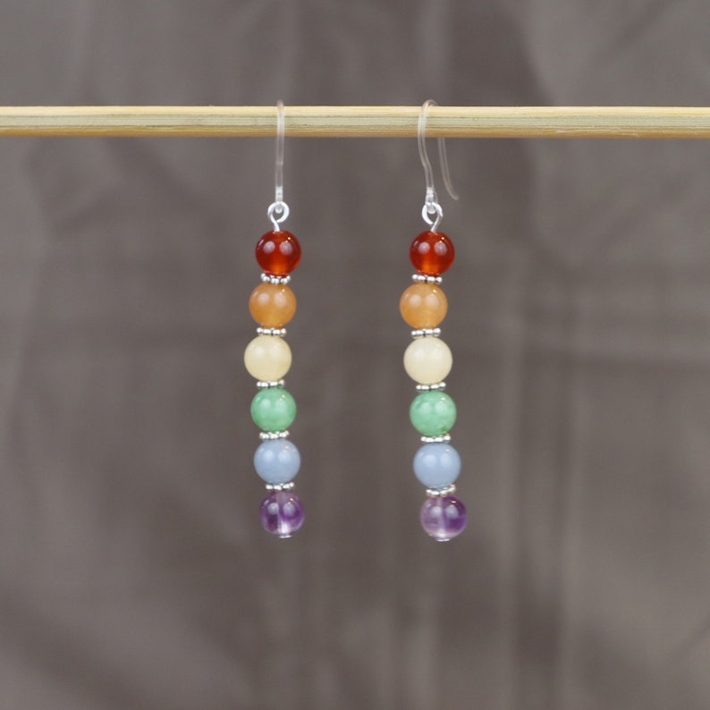 Queer Pride Dangle Gemstone Earrings silver or gold 1169 steel/acrylic