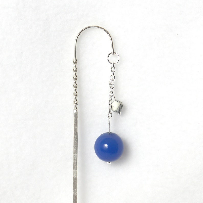 Sterling Silver and Semiprecious Stone Planet and Moon Solar System Bookmarks or Hair Sticks Neptune + Moons