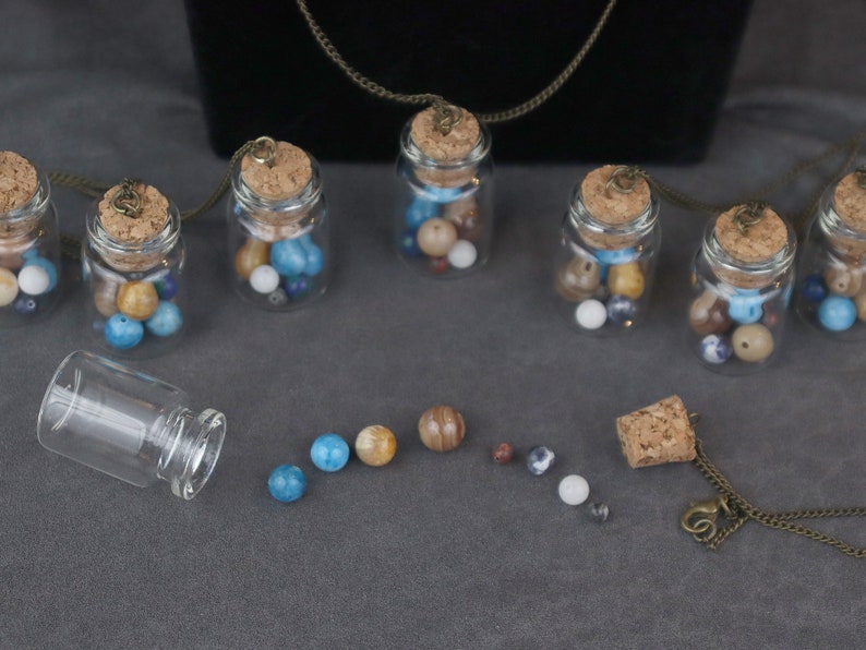 Planets in a Bottle Found Object Necklace with Semiprecious Stones image 5