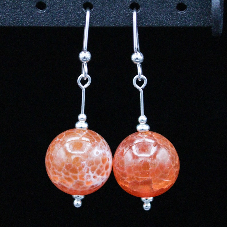 Red Giant Gemstone Dangle Earrings 1378 sterling