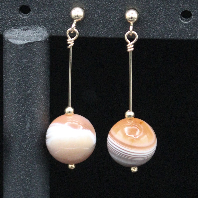 Tiny Jupiter Earrings Agate 14kt gold-filled or Sterling Silver Handmade Suitable for Kids 1356 14ktgf