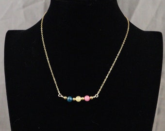 Pansexual Pride Gemstone necklace gold 418