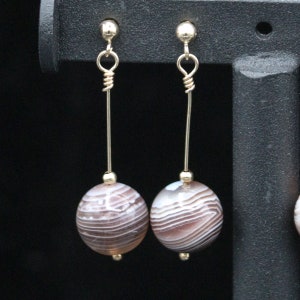 Tiny Jupiter Earrings Agate 14kt gold-filled or Sterling Silver Handmade Suitable for Kids 1355 14kt gf