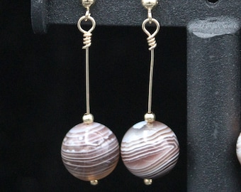 Tiny Jupiter Earrings Agate 14kt gold-filled or Sterling Silver Handmade Suitable for Kids