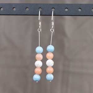 Trans Pride Dangle Gemstone Earrings silver or gold 1174 sterling silver