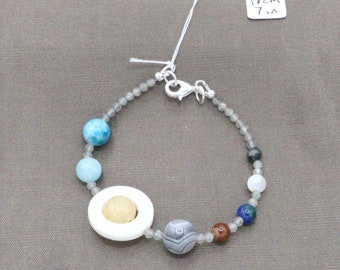 Solar System Bracelets Handmade with Semiprecious Stones and Labradorite Spacers