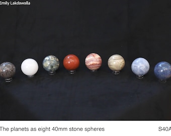 8 Planets Set of 40mm Stone Spheres Matched to Size in Gift Box (S40A)