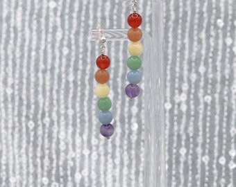 Queer Pride Dangle Gemstone Earrings silver or gold