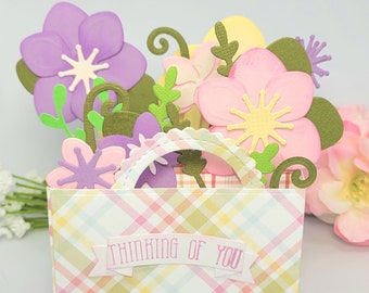 Thinking of You Floral Box pop up card, Mother's Day, Thank you, Get Well Soon