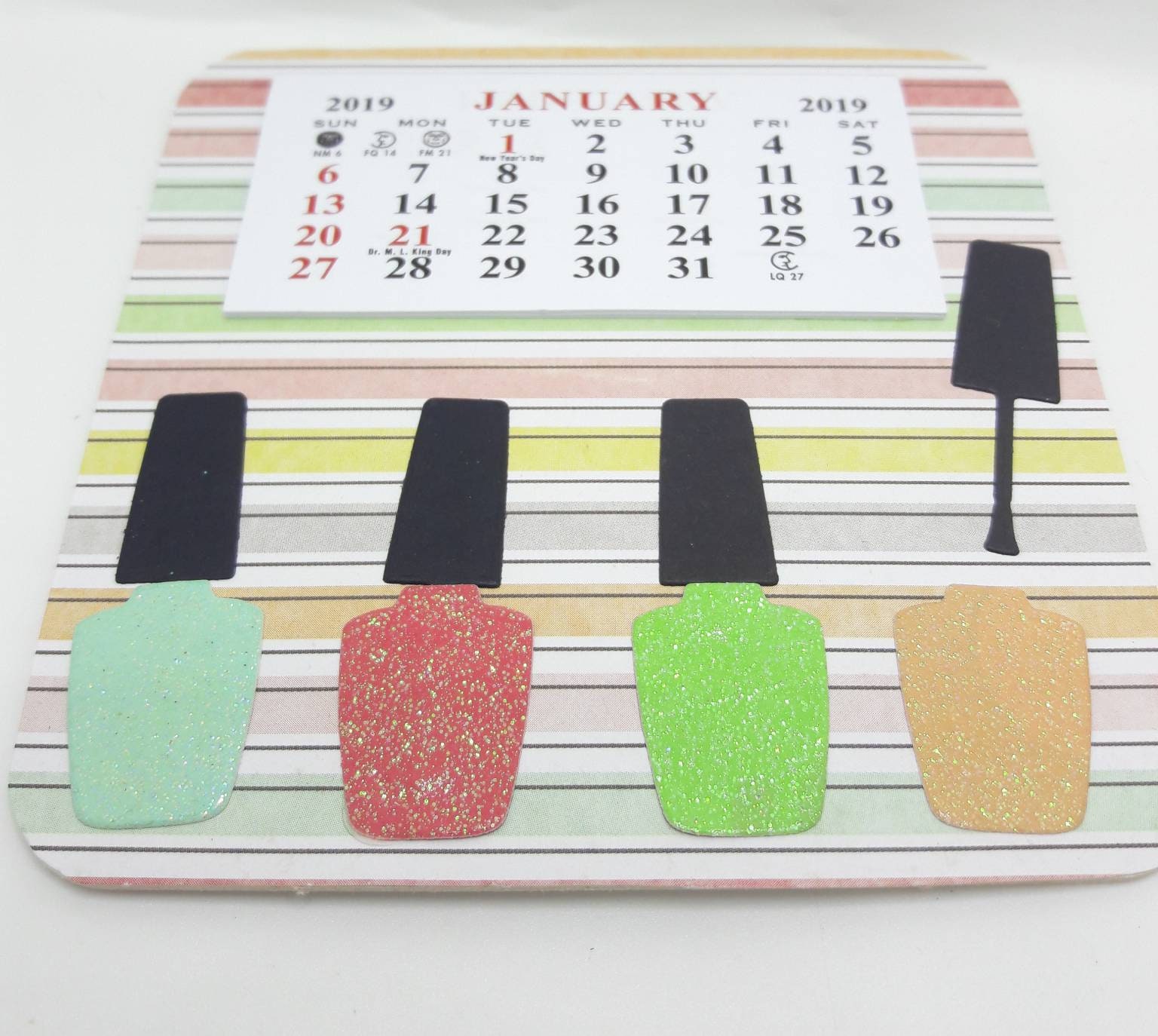 Sale Fun Female Mini Calendar 2019 Girly calendar Nail Etsy