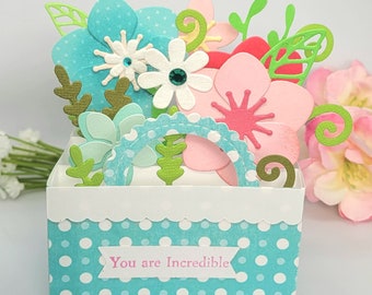 You Are Incredible, Floral Box pop up card, Mother's Day, Thank you, Thinking of You