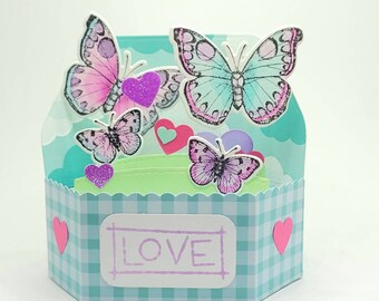 Beautiful Butterfly Platform Pop Up Card, Love card
