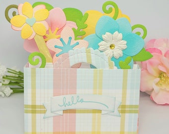 Simple Hello Floral Box pop up card, Mother's Day, Thank you, Thinking of You