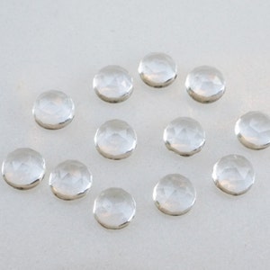 5mm Crystal Quartz rose faceted cabochon. rose cut quartz cabs clear quartz crystal cabs