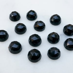 5mm Black Onyx Faceted Cabochons Jet Black Gemstone Rose Cut Etsy