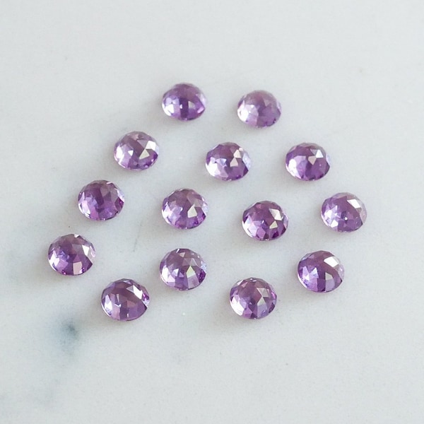 6mm Alexandrite rose faceted cabochon. round alexandrite. color changing gem. indigo blue violet. rose faceted lab grown alexandrite