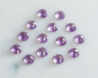 6mm Alexandrite rose faceted cabochon. round alexandrite. color changing gem. indigo blue violet. rose faceted lab grown alexandrite