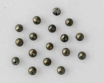 3mm golden pyrite rose cut cabochon. faceted pyrite metallic gem. Fools gold.