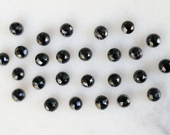 3mm rose cut BLACK ONYX cabochon. rose faceted black gemstone. black cabochon gem. Petite black cab