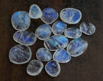 12-14mm LARGE Irregular Shape Rainbow Moonstone gemstones. white gem blue flash gemstone. rainbow moonstone loose gems