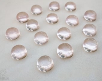 6mm Pink Quartz smooth polished cabochon - light pink gemstone. rose quartz smooth round gem