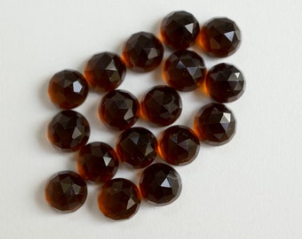 6mm Smoky Quartz faceted cabochon. dark brown quartz cabs smoky quartz cabochons rose cut quartz