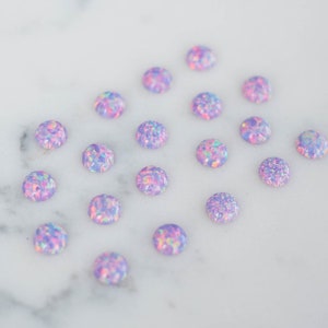 6mm lavender opal smooth cabochon. sparkling opal purple cab. round cabochon glitter opal light pink purple. LAB created