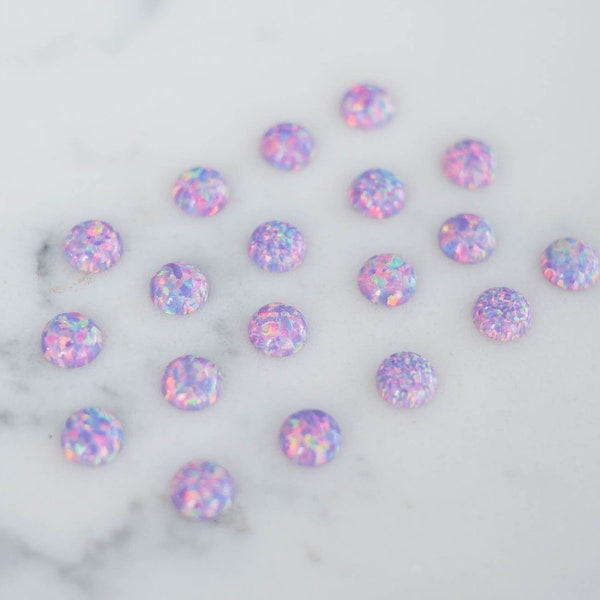 6mm lavender opal smooth cabochon. sparkling opal purple cab. round cabochon glitter opal light pink purple. LAB created