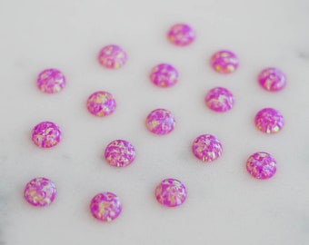 6mm rosa ópalo suave cabujón liso. cabina brillante de ópalo magenta. cabujón redondo brillo ópalo rosa caliente púrpura. LAB creado