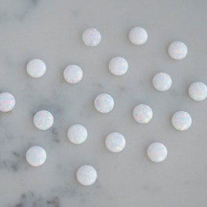 6mm White opal smooth cabochon. sparkling opal snow cab. round cabochon glitter opal white. LAB created