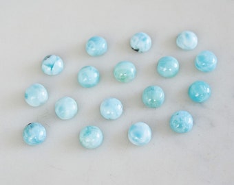 8mm blue larimar smooth cabochons. sky blue. round gemstone. Baby blue cabs. Light blue gems