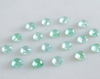 6mm erinite spinel rose faceted cabochon.  seafoam aqua mint green aqua cabs. rose cut green gems