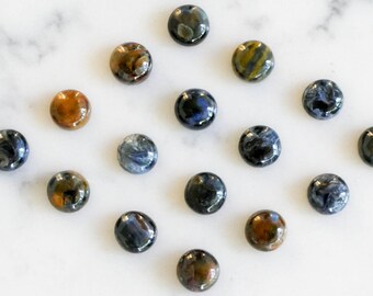 8mm Pietersite smooth cabochon. tempest stone cab. blue earth stonebochon glitter opal light blue baby blue