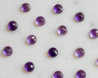 6mm African Amethyst rose faceted cabochon. rose cut purple cab amethyst gemstone royal dark purple violet cab