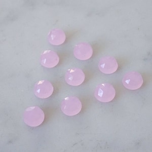 6mm DEEP Pink Chalcedony faceted cabochon. baby pink light pink cabochon pastel pink gem rose cut pink cab