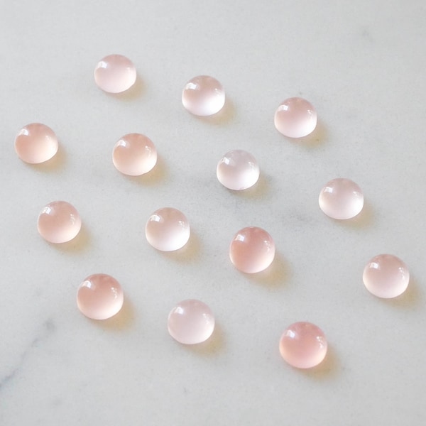 6mm Pink chalcedony smooth polished cabochon - light pink gemstone. peachy pink smooth round gem