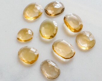 18-19mm Irregular Shape faceted CITRINE gemstones. lab grown golden citrine gemstones yellow flat gem