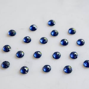 5mm blue sapphire rose cut cabochon. lab grown sapphires, blue gemstone rose faceted cab